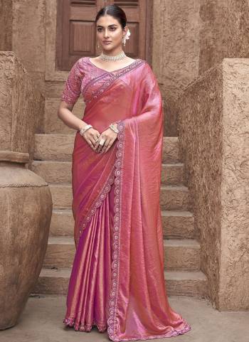 Look Attrective These Designer Party Wear Saree in Fine Colored.These Saree Are Gradient Satin Silk And Blouse Gradient Satin Silk is Fabricated.Its Beautified Heavy Desiger Artisanal Hand Embroidery Work.