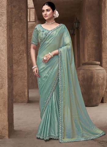 Look Attrective These Designer Party Wear Saree in Fine Colored.These Saree Are Gradient Satin Silk And Blouse Gradient Satin Silk is Fabricated.Its Beautified Heavy Desiger Artisanal Hand Embroidery Work.