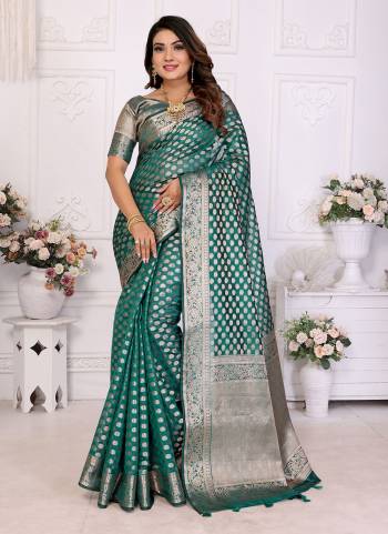 Looking These Party Wear Saree in Fine Colored.These Saree And Blouse is Fabricated On Organza.Its Beautified With Wevon Jari Border Designer.