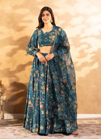 Attrective Looking These Beautiful Looking Readymade Crop Top Lahenga And Dupatta.These Top And Lahenga is Fabricated On Air Tex Chinon And Air Tex Chinon Dupatta.Its Beautified With Designer Floral Digital Printed.