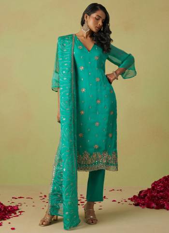 Attrective These Salwar Suit in Fine Colored Pair With Bottom And Dupatta.These Top And Dupatta Are Fabricated On Shimmer Organza Pair With Rayon Bottom.Its Beautified With Designer Sequance Embroidery,Hand Work.