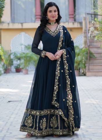 Looking These Beautiful Looking Party Wear Readymade Long Gown With Dupatta.These Gown And Dupatta is Fabricated On Faux Georgette.Its Beautified With Designer Jai,Thread,Sequance Embroidery Work.