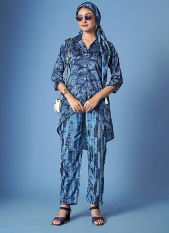 Attrective These Beautiful Looking Readymade Co Ord Top Bottom With Scarf.These Top And Scarf Are Crepe Silk And Bottom Are Crepe Silk Fabricated.Its Beautified With Disigner Digital Printed.