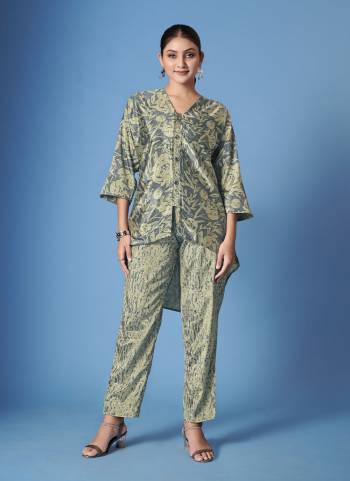 Attrective These Beautiful Looking Readymade Co Ord Top Bottom With Scarf.These Top And Scarf Are Crepe Silk And Bottom Are Crepe Silk Fabricated.Its Beautified With Disigner Digital Printed.