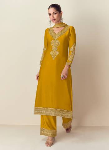 Garb These Party Wear Designer Plazzo Suits in Fine Colored Pair With Dupatta.These Top And Dupatta Are Fabricated On Chinon Pair With Chinon Bottom.Its Beautified With Designer Embroidery Work.