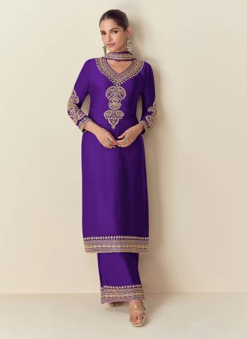 Garb These Party Wear Designer Plazzo Suits in Fine Colored Pair With Dupatta.These Top And Dupatta Are Fabricated On Chinon Pair With Chinon Bottom.Its Beautified With Designer Embroidery Work.
