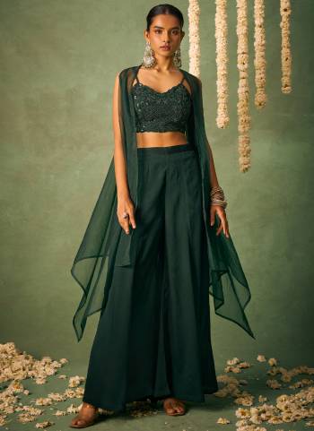 Looking These Party Wear Indo Western Sharara Suit in Fine Colored Pair With Bottom.These Top And Bottom Are Fabricated On Chinon Pair With Organza Cape Dupatta.Its Beautified With Heavy Designer Khatli Work.
