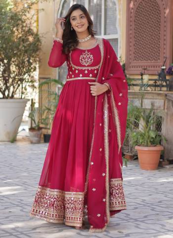 Looking These Beautiful Looking Party Wear Readymade Long Gown With Dupatta.These Gown And Dupatta is Fabricated On Faux Georgette.Its Beautified With Designer Jai,Sequance Embroidery Work.