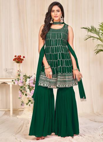 Grab These Sharara Suit in Fine Colored Pair With Bottom And Dupatta.These Top Are Georgette And Dupatta Are Fabricated On Georgette Pair With Georgette Bottom.Its Beautified With Designer Sequance Embroidery Work.