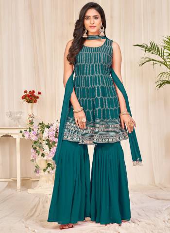 Grab These Sharara Suit in Fine Colored Pair With Bottom And Dupatta.These Top Are Georgette And Dupatta Are Fabricated On Georgette Pair With Georgette Bottom.Its Beautified With Designer Sequance Embroidery Work.