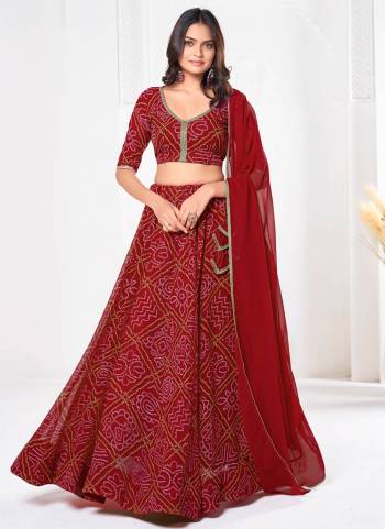 Grab These Party Wear Lehenga Choli in Fine Colored.These Lehenga Are Georgette Choli Are Georgette And Dupatta Are Fabricated On Georgette Pair.Its Beautified With Bandhani Printed.