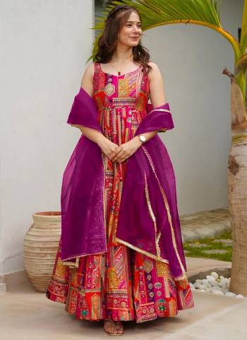 Attrective Looking These Beautiful Looking Readymade Long Gown With Dupatta.These Gown Are Silk Fabricated With Organza Dupatta.Its Beautified With Designer Digital Printed.