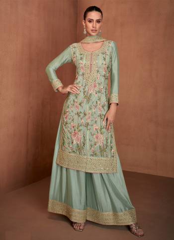 Garb These Designer Free Size Stitched Plazzo Suits in Fine Colored Pair With Dupatta.These Top Are Chinon And Dupatta Are Fabricated On Chinon Pair With Chinon Bottom.Its Beautified With Heavy Designer Multy Thread Embroidery Work