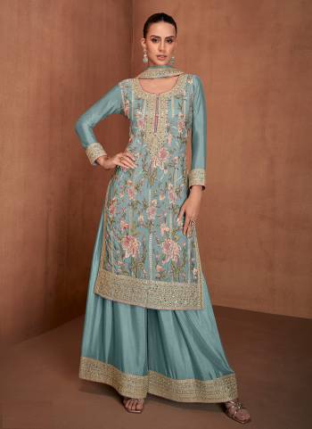 Garb These Designer Free Size Stitched Plazzo Suits in Fine Colored Pair With Dupatta.These Top Are Chinon And Dupatta Are Fabricated On Chinon Pair With Chinon Bottom.Its Beautified With Heavy Designer Multy Thread Embroidery Work