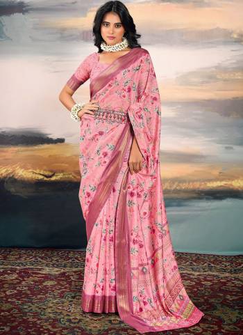 Looking These Party Wear Saree in Fine Colored.These Saree Are Cotton Silk And Blouse is Fabricated On Cotton Silk.Its Beautified With Weaving Jari Border Designer With Digital Printed.