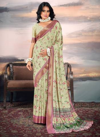 Looking These Party Wear Saree in Fine Colored.These Saree Are Cotton Silk And Blouse is Fabricated On Cotton Silk.Its Beautified With Weaving Jari Border Designer With Digital Printed.