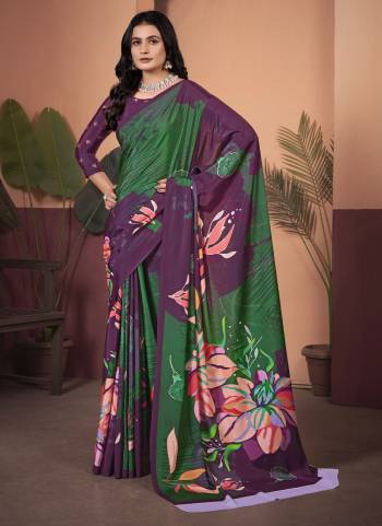 Attrective Look These Party Wear Saree in Fine Colored.These Saree And Blouse is Fabricated On Soft Crepe Silk.Its Beautified With Designer Digital Printed With Foil Outline Work.