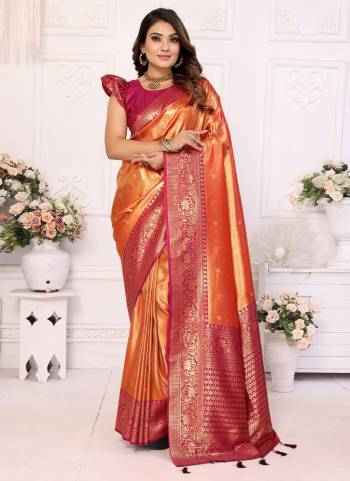 Looking These Festive Wear Saree in Fine Colored.These Saree And Blouse is Fabricated On Banarasi Tissue Silk.Its Beautified With Wevon Jari Pallu Heavy Designer.