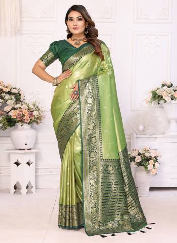 Looking These Festive Wear Saree in Fine Colored.These Saree And Blouse is Fabricated On Banarasi Tissue Silk.Its Beautified With Wevon Jari Pallu Heavy Designer.