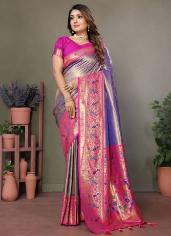 Looking These Festive Wear Saree in Fine Colored.These Saree And Blouse is Fabricated On Banarasi Tissue Silk.Its Beautified With Wevon Paithani Designer.
