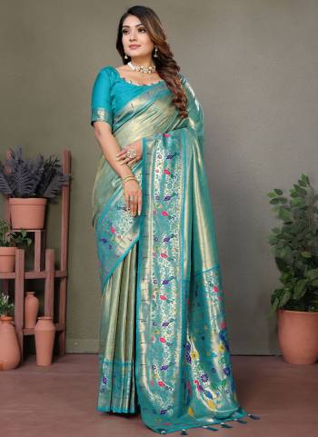 Looking These Festive Wear Saree in Fine Colored.These Saree And Blouse is Fabricated On Banarasi Tissue Silk.Its Beautified With Wevon Paithani Designer.
