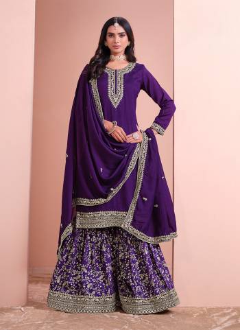 Garb These Beautiful Looking Fine Color Plazzo Suits.These Top Are Art Silk And Dupatta Are Art Silk And Bottom Dolla Silk Fabricated.Its Beautified With Wevon Designer,Embroidery Work.
