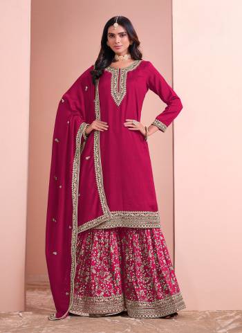 Garb These Beautiful Looking Fine Color Plazzo Suits.These Top Are Art Silk And Dupatta Are Art Silk And Bottom Dolla Silk Fabricated.Its Beautified With Wevon Designer,Embroidery Work.