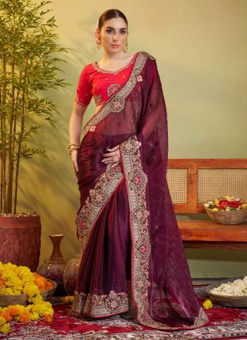Attrctive These Fancy Party Wear Saree in Fine Colored.These Saree Are Jimmy Choo Satin And Blouse is Fabricated On Art Silk Pair.Its Beautified With Fancy Disigner Embroidery Work.