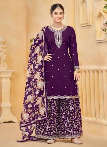 Garb These Beautiful Looking Fine Color Plazzo Suits.These Top Are Roman Silk And Dupatta Are Tabby Silk And Bottom Roman Silk Fabricated.Its Beautified With Designer Heavy Embroidery Work.