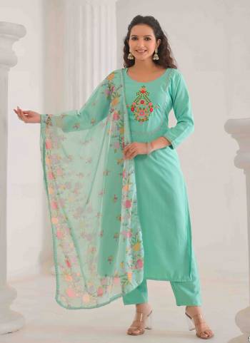 Attrective These Designer Suit in Fine Colored Pair With Bottom And Dupatta.These Top And Bottom Are Fabricated On Rayon Slub Pair With Silk Dupatta.Its Beautified With Designer Embroidery Work.