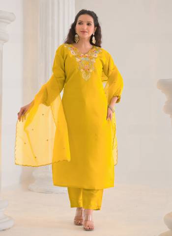 Attrective These Designer Suit in Fine Colored Pair With Bottom And Dupatta.These Top And Bottom Are Fabricated On Viscose Chanderi Pair With Organza Dupatta.Its Beautified With Designer Embroidery Work.