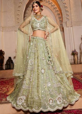 Attrective Looking This Partywear Fine Color Fancy Heavy Designer Choli And Lahenga Fabriced On Tissue And Dupatta Net In Fabricated Beautified With Attrective Designer Heavy Embroidery,Beads And Stone Work. Buy Now.
