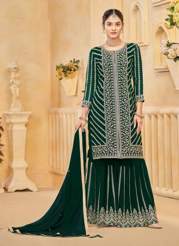 Looking These Beautiful Looking Fine Color Sharara Suits.These Top Are Faux Georgette And Dupatta Are Faux Georgette And Bottom Faux Georgette Fabricated.Its Beautified With Designer Heavy Embroidery Work.