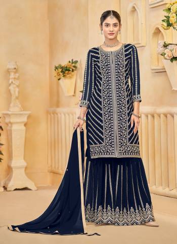 Looking These Beautiful Looking Fine Color Sharara Suits.These Top Are Faux Georgette And Dupatta Are Faux Georgette And Bottom Faux Georgette Fabricated.Its Beautified With Designer Heavy Embroidery Work.