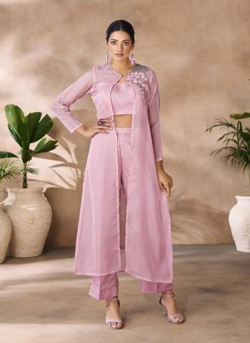 Attrective These Beautiful Looking Party Wear Readymade Western Top Botton Dress.These Top And Bottom Are Organza Fabricated.Its Beautified With Disigner Hand Work.