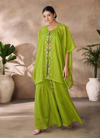 Attrective These Beautiful Looking Party Wear Readymade Western Top Botton Dress.These Top And Bottom Are Organza Fabricated.Its Beautified With Disigner Hand Work.
