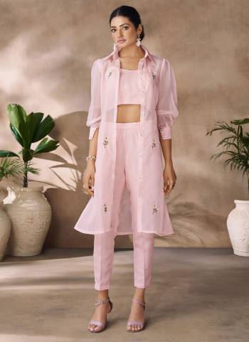 Attrective These Beautiful Looking Party Wear Readymade Western Top Botton Dress.These Top And Bottom Are Organza Fabricated.Its Beautified With Disigner Hand Work.