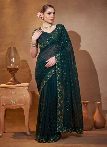 Attrctive These Fancy Party Wear Saree in Fine Colored.These Saree Are Georgette And Blouse is Fabricated On Georgette Pair.Its Beautified With Fancy Disigner Embroidery Work.