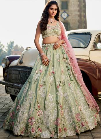Attrective Looking This Partywear Fine Color Fancy Heavy Designer Choli And Lahenga Fabriced On Satin And Dupatta Net In Fabricated Beautified With Attrective Designer Sequance Embroidery Work. Buy Now.