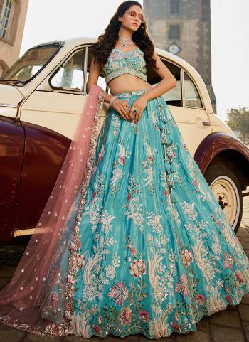 Attrective Looking This Partywear Fine Color Fancy Heavy Designer Choli And Lahenga Fabriced On Satin And Dupatta Net In Fabricated Beautified With Attrective Designer Sequance Embroidery Work. Buy Now.