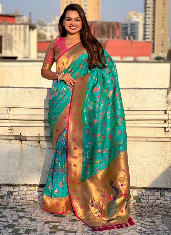Attrective These Party Wear Saree in Fine Colored.These Saree And Blouse is Fabricated On Soft Silk.Its Beautified With Weaving Jacquard Paithani Meenakari Peacock Designer.