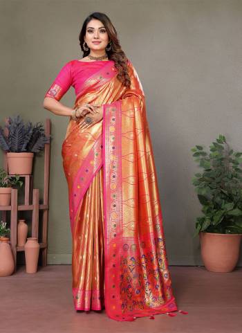 Looking These Party Wear Saree in Fine Colored.These Saree And Blouse is Fabricated On Banarasi Tissue Silk.Its Beautified With Wevon Heavy Rich Pallu Designer.