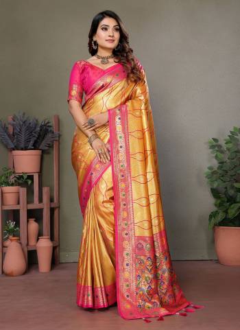 Looking These Party Wear Saree in Fine Colored.These Saree And Blouse is Fabricated On Banarasi Tissue Silk.Its Beautified With Wevon Heavy Rich Pallu Designer.