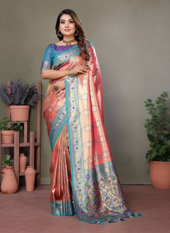 Looking These Party Wear Saree in Fine Colored.These Saree And Blouse is Fabricated On Banarasi Tissue Silk.Its Beautified With Wevon Heavy Rich Pallu Designer.