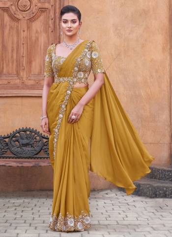 Look Attrective These Designer Ready To Wear Party Wear Saree in Fine Colored.These Saree Are Crepe Satin Silk And Blouse Crepe Satin Silk is Fabricated.Its Beautified Heavy Designer Embroidery Work.