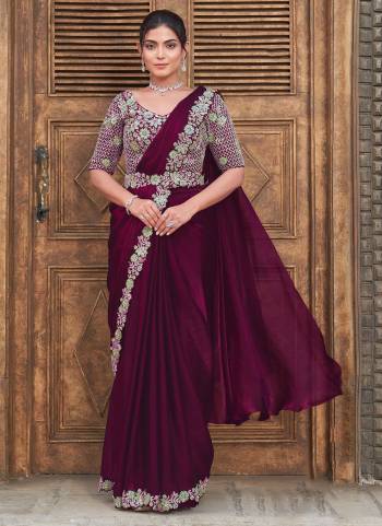 Look Attrective These Designer Ready To Wear Party Wear Saree in Fine Colored.These Saree Are Two Tone Satin Silk And Blouse Malai Satin is Fabricated.Its Beautified Heavy Designer Embroidery Work.