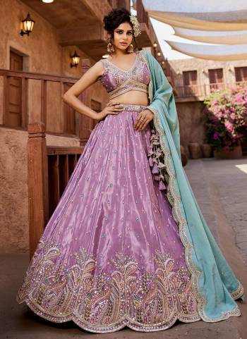 Attrective Looking This Partywear Fine Color Fancy Heavy Designer Choli And Lahenga Fabriced On Satin And Dupatta Chiffon In Fabricated Beautified With Attrective Designer Sequance Embroidery Work. Buy Now.