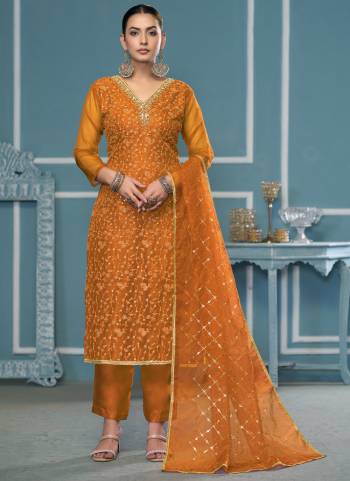 Looking These Suit in Fine Colored Pair With Bottom And Dupatta.These Top Are Viscose Organza And Dupatta Are Fabricated On Organza Pair With Dull Santoon Bottom.Its Beautified With Wevon Designer,Embroidery, Hand Work.