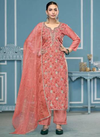 Looking These Suit in Fine Colored Pair With Bottom And Dupatta.These Top Are Viscose Organza And Dupatta Are Fabricated On Organza Pair With Dull Santoon Bottom.Its Beautified With Wevon Designer,Embroidery, Hand Work.