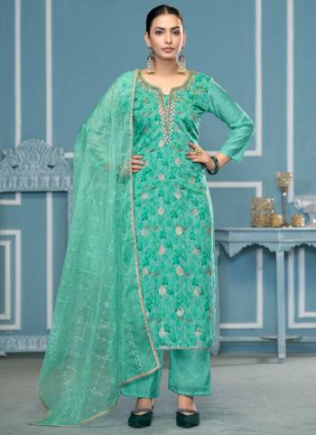 Looking These Suit in Fine Colored Pair With Bottom And Dupatta.These Top Are Viscose Organza And Dupatta Are Fabricated On Organza Pair With Dull Santoon Bottom.Its Beautified With Wevon Designer,Embroidery, Hand Work.